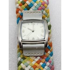Rainbow braided weave Military Pilot Bund Band Cuff Strap Bifrost Silver Watch